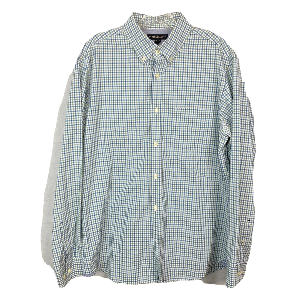 Banana Republic‎ Shirt Mens Sz L 16-16.5 Plaid Cotton Long Sleeve Button Up